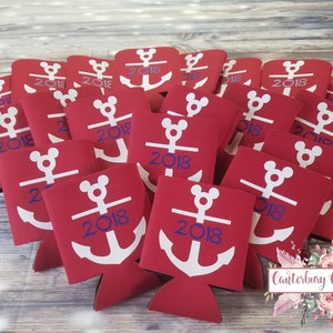 Cruise Anchor Fish Extender Gifts, FE Gift, Disney Cruise, Party Favor, Custom Can Cooler, Neoprene Beverage Insulator, Beer Can Holder Red