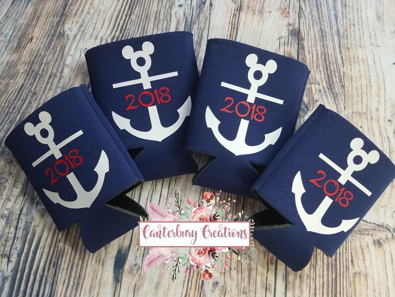 Cruise Anchor Fish Extender Gifts, FE Gift, Disney Cruise, Party Favor, Custom Can Cooler, Neoprene Beverage Insulator, Beer Can Holder Navy