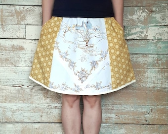 Spring and Summer Skirt with Vintage Fabric adjustable waist size M- XL