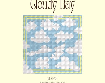 Patrón de punto de cruz "Día nublado" / Gráfico de nubes en un cielo caprichoso (Descarga digital)