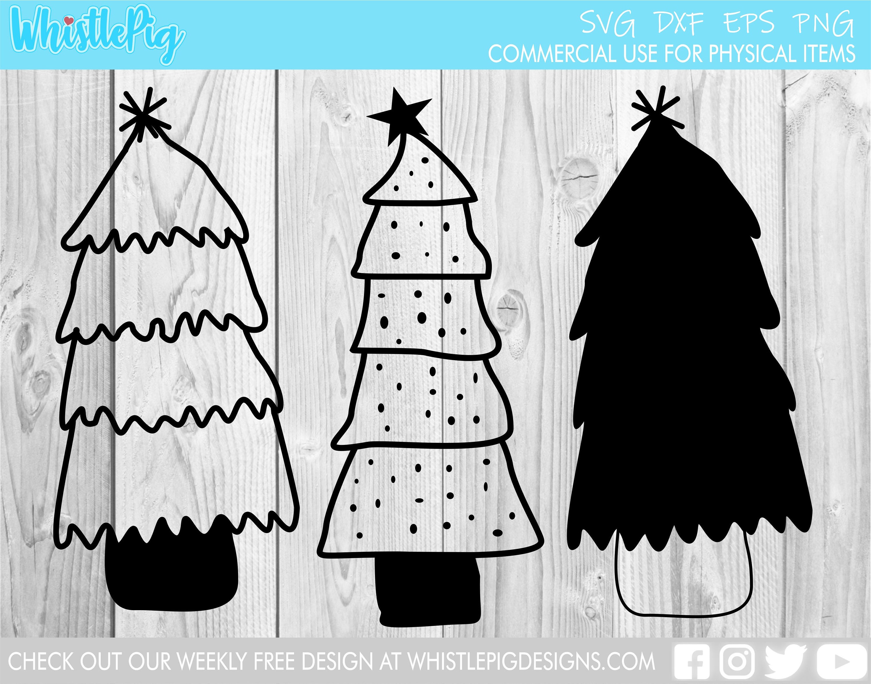 Download Christmas Tree SVG rustic Hand Drawn Christmas Trees | Etsy