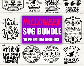 Halloween SVG Bundle: Apothecary, Salem Broom, Witches Brew (Digital Download)