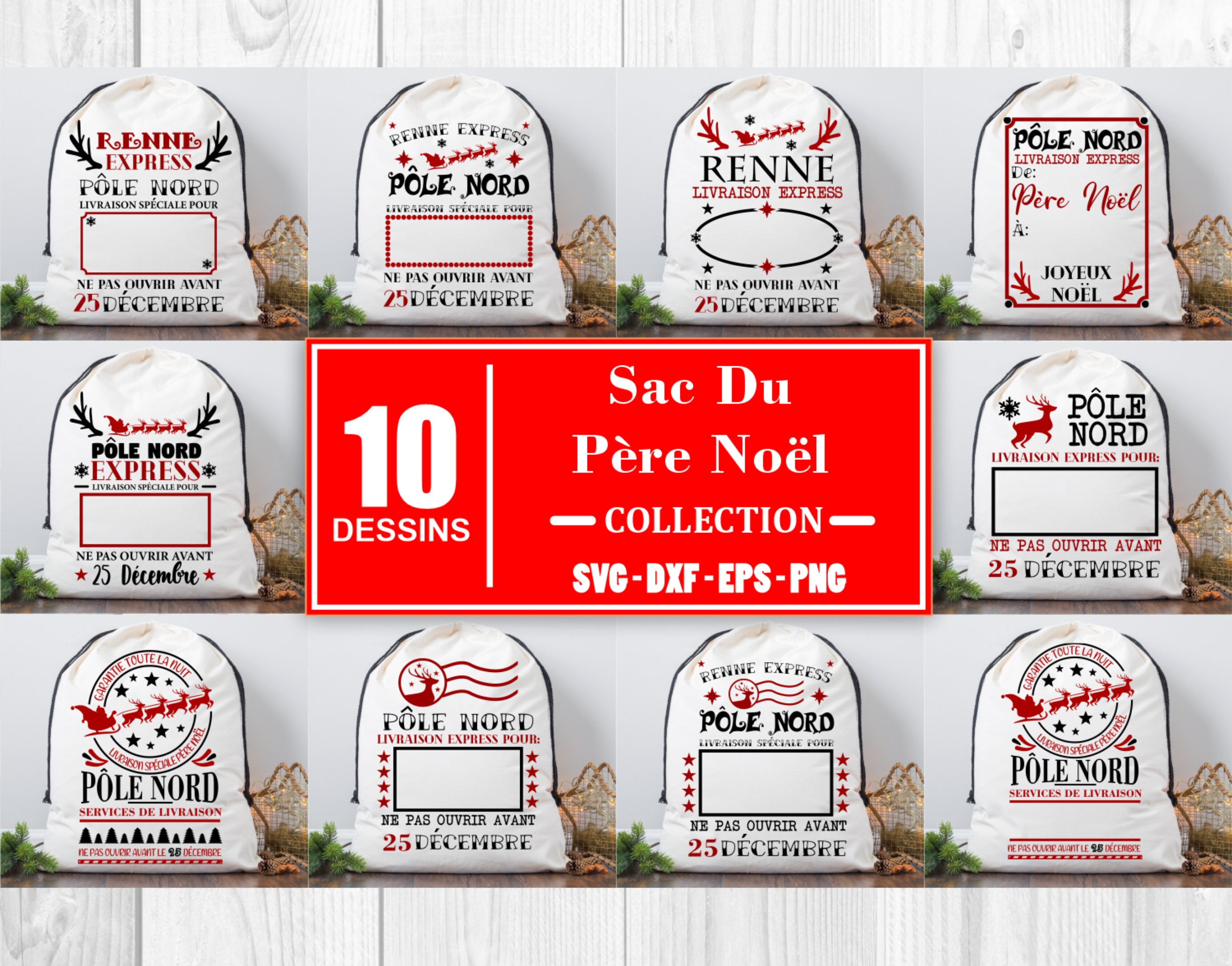 Santa Sack Template - Etsy