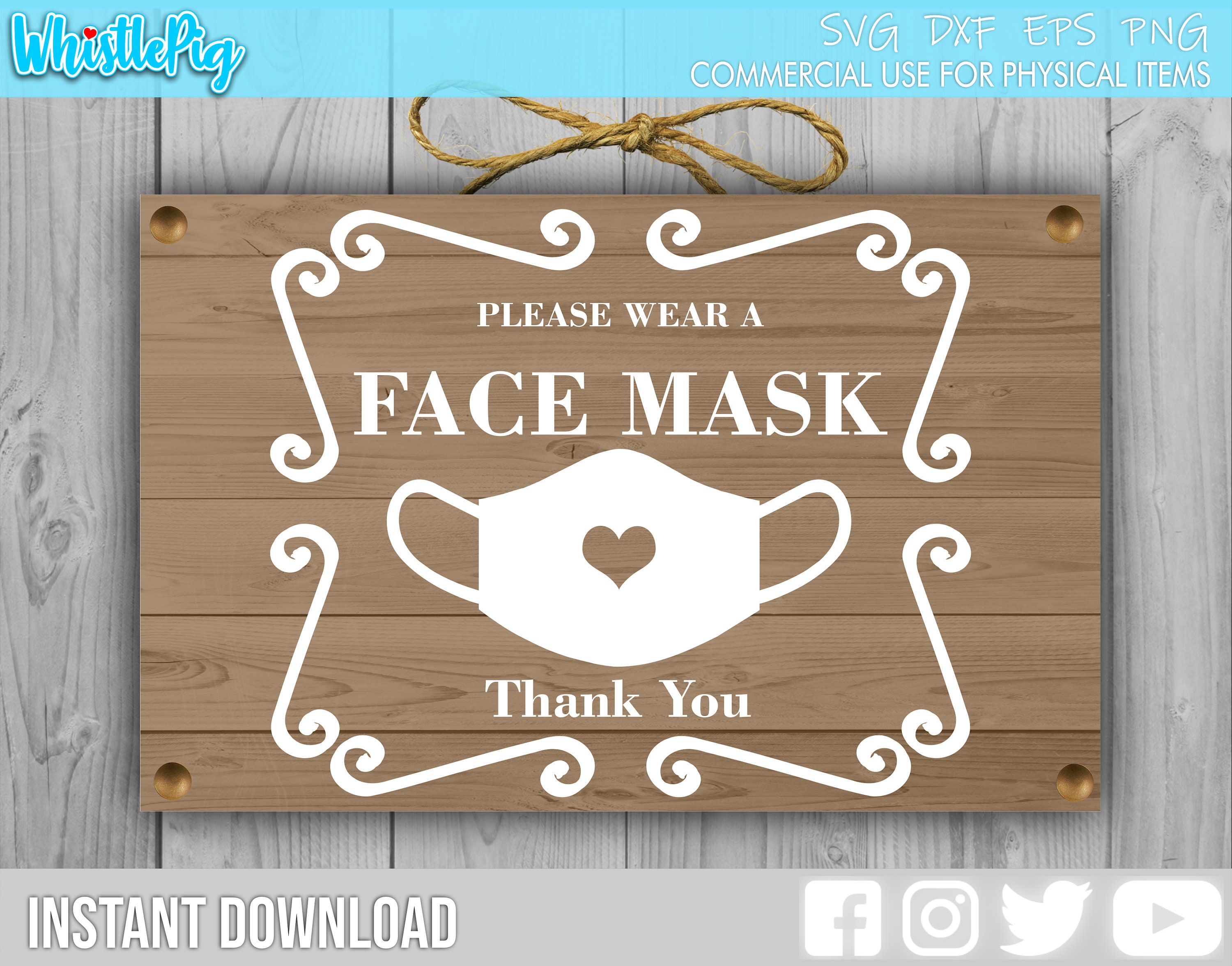 Mask Required Face Mask Social Distancing Vinyl Decal for | Etsy