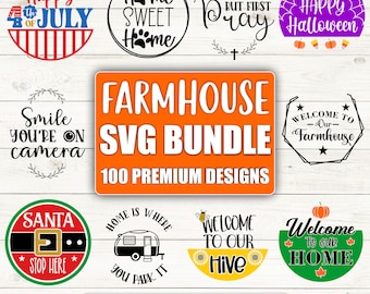 Farmhouse Sign SVG Bundle: Round Sign Quotes (Digital Download)