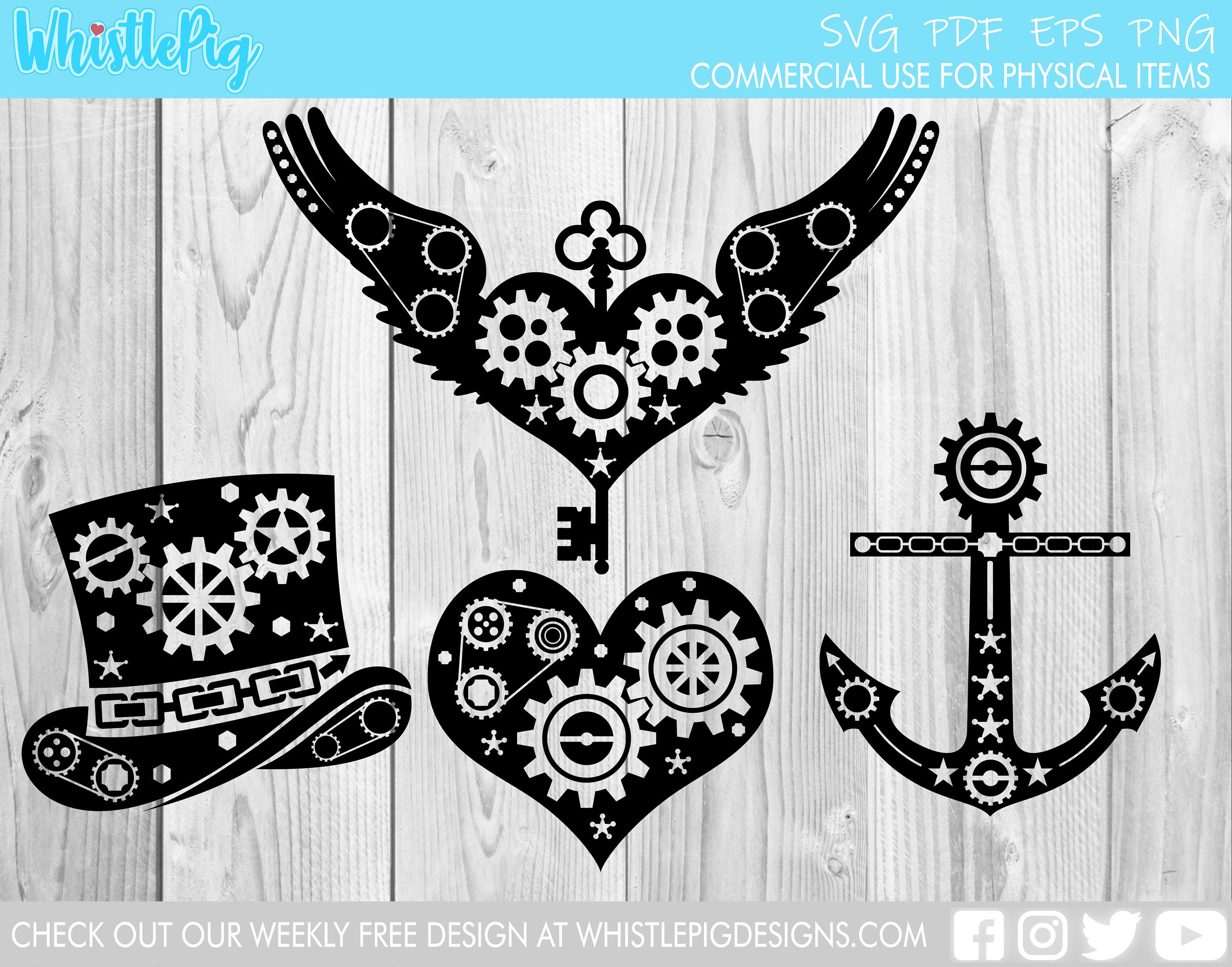 Download Steampunk Svg Files Clipart Anchor Svg Wings Svg Steampunk Etsy