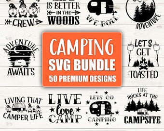 Camping SVG Bundle: Camper, Gnome, Sublimation Designs (Digital Download)