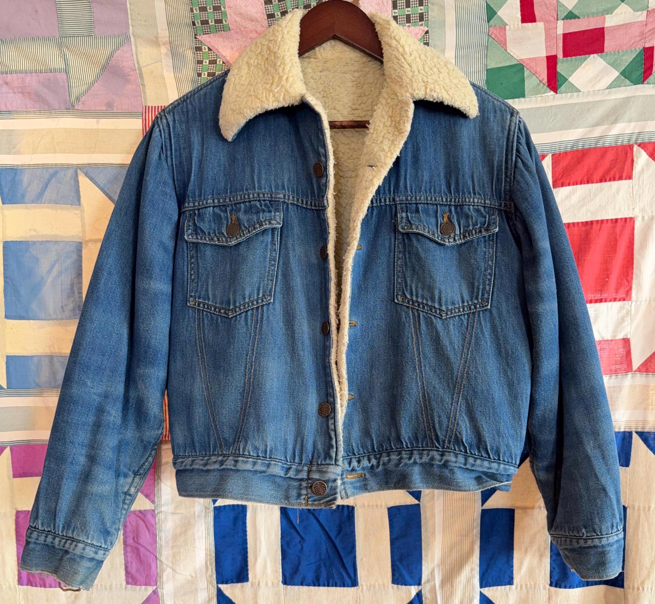 フェイクシアリング付き デニムジャケット ヴィンテージフェイクシアリングデニムジャケット - Etsy 日本