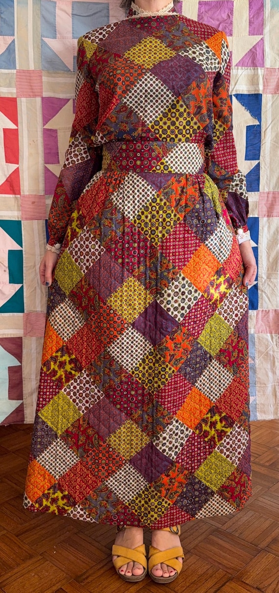 Handmade Patchwork  Midcentury Does Victorian Blo… - image 9