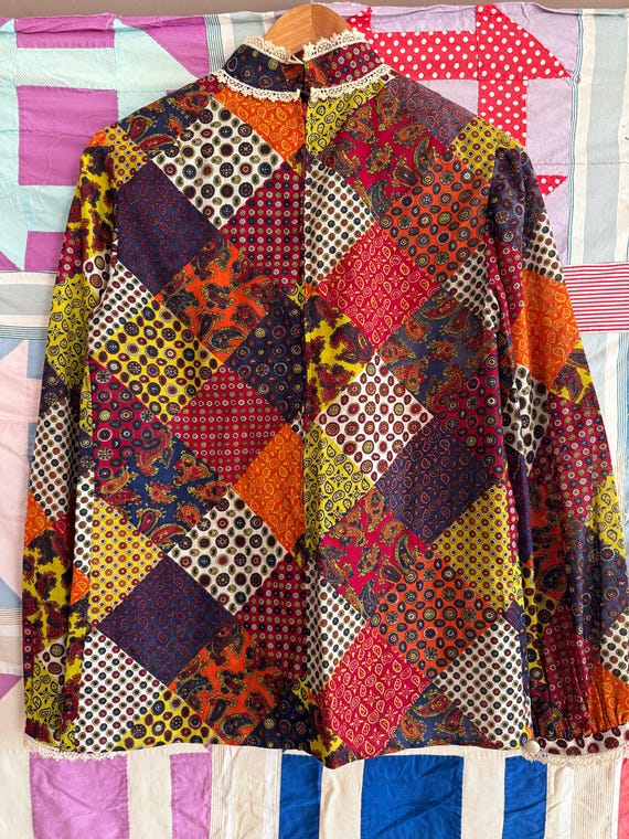 Handmade Patchwork  Midcentury Does Victorian Blo… - image 3