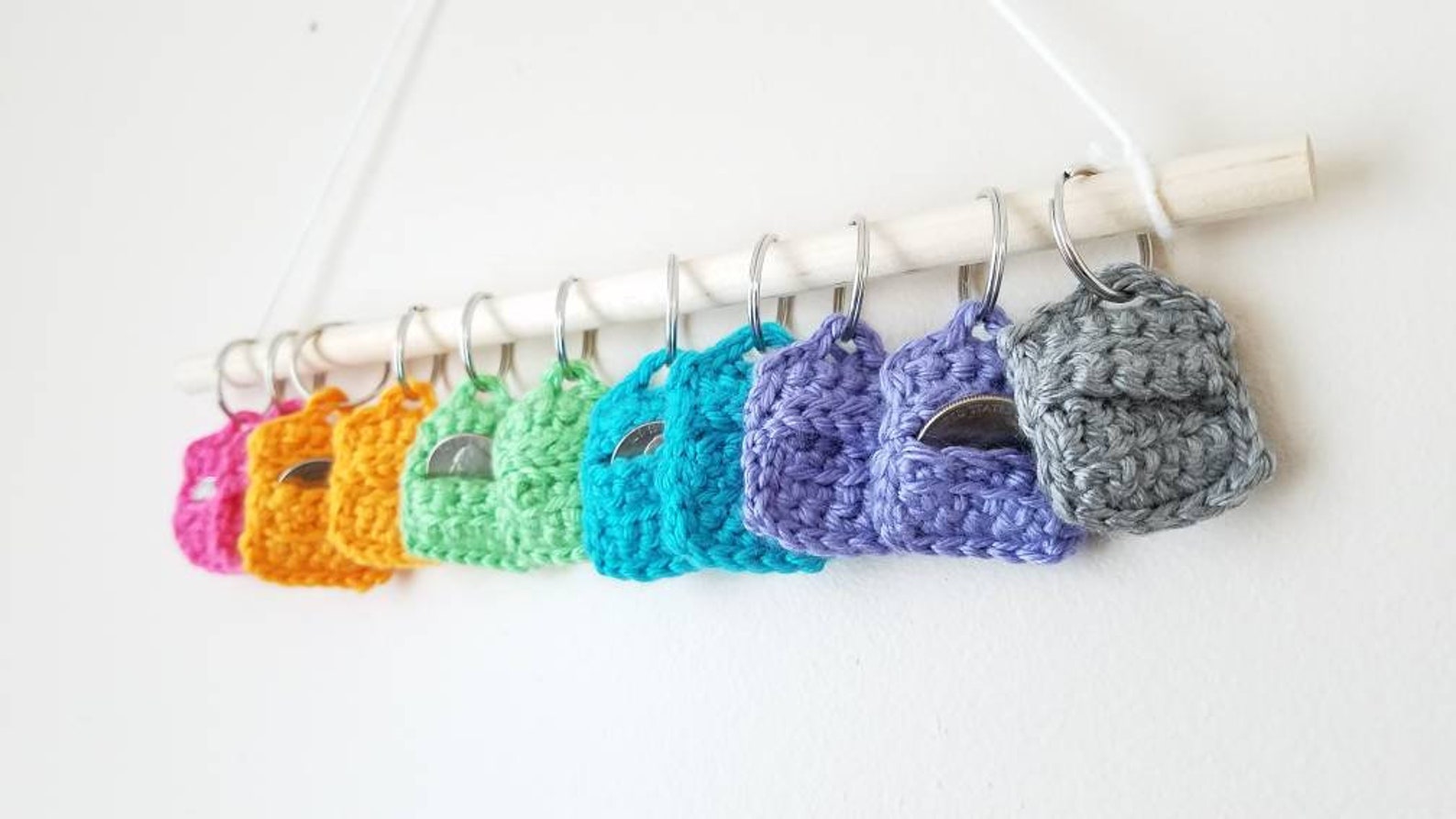 Ready to Ship Crochet Quarter Holder // Aldi Quarter Holder // Etsy