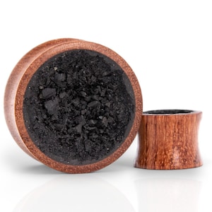 Black Tourmaline Custom Plug, Crystal Geode Plugs, Custom Wooden Plug  Real Stone Tunnels, Gauge Jewelry, black stone gauges, black plugs