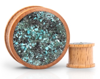 Emerald and Jade Custom gauges: tunnels and plugs made from stone for ear stretching