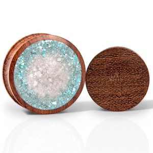 Turquoise Gauges, custom wood plug, Turquoise plugs, real stone gauge, plug and tunnels, gauges earring, taper earring, turquoise stretcher