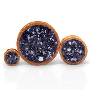 Handcrafted Stone Plugs: Obsidian & Wood Gauge Earrings