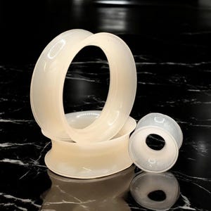 Light Skin Tone Double Flare Flesh Tunnels, 3mm - 25mm silicone gauges, flesh coloured gauge, flesh tunnel plug, ear tunnel stretchers
