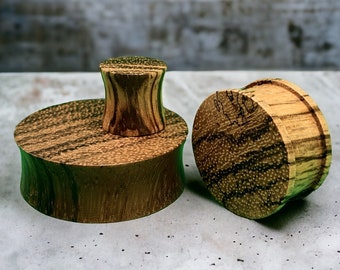 Hand Carved Zebrano Wood Plugs: Custom Exotic Wood Gauges