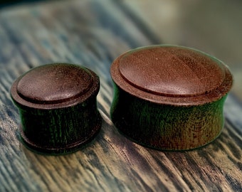 Convex Natural Wood Plugs: Double Flare Ear Gauges and tunnels for stretched lobes