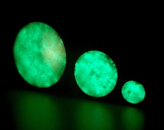 Black Ebony Wood Ear Plugs: Glow in the dark gauges custom made from stone