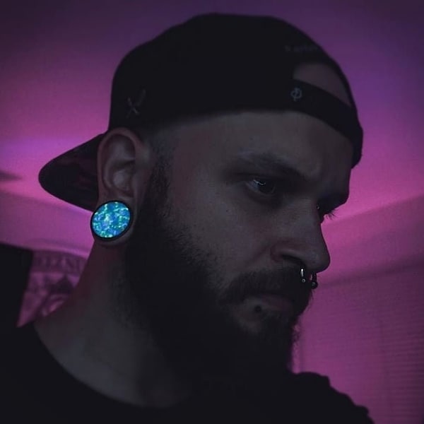 Northern Light Quartz Wood Plug Gauge,  Custom Ear Plugs, Stone Ear Tunnels, Wood Gauges Glowing earring plugs, ear stretcher 8mm - 65mm