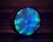 Northern Light Quartz and Solid Wood Plug Earrings, 8mm - 55mm Custom Ear Plugs, Stone Ear Tunnels and Gauges Glowing White Quartz
