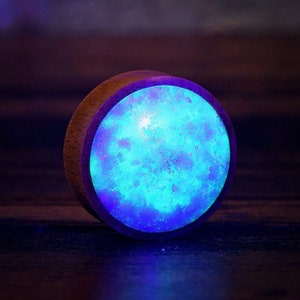 Aqua Glowing Quartz Wood Plug, Custom Unique gauges, gauges,  8mm - 65mm Real Stone Ohrstöpsel, Cool plug Tunnel earring, wood gauge earring