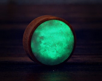 Quartz Wood Plug Earrings: Glowing Gemstone Gauges