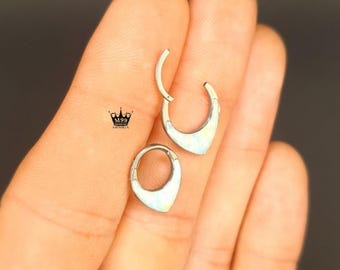 Anillo de septum con cierre a presión F136 de titanio y ópalo: Piercing de 16G (8 mm, 10 mm)