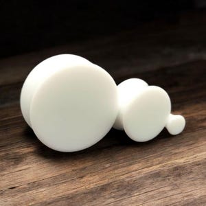 White Delrin Acrylic Double Flare Saddle Curved plug, Ear gauge 2mm - 36mm, Plug earrings, Stretcher jewelry