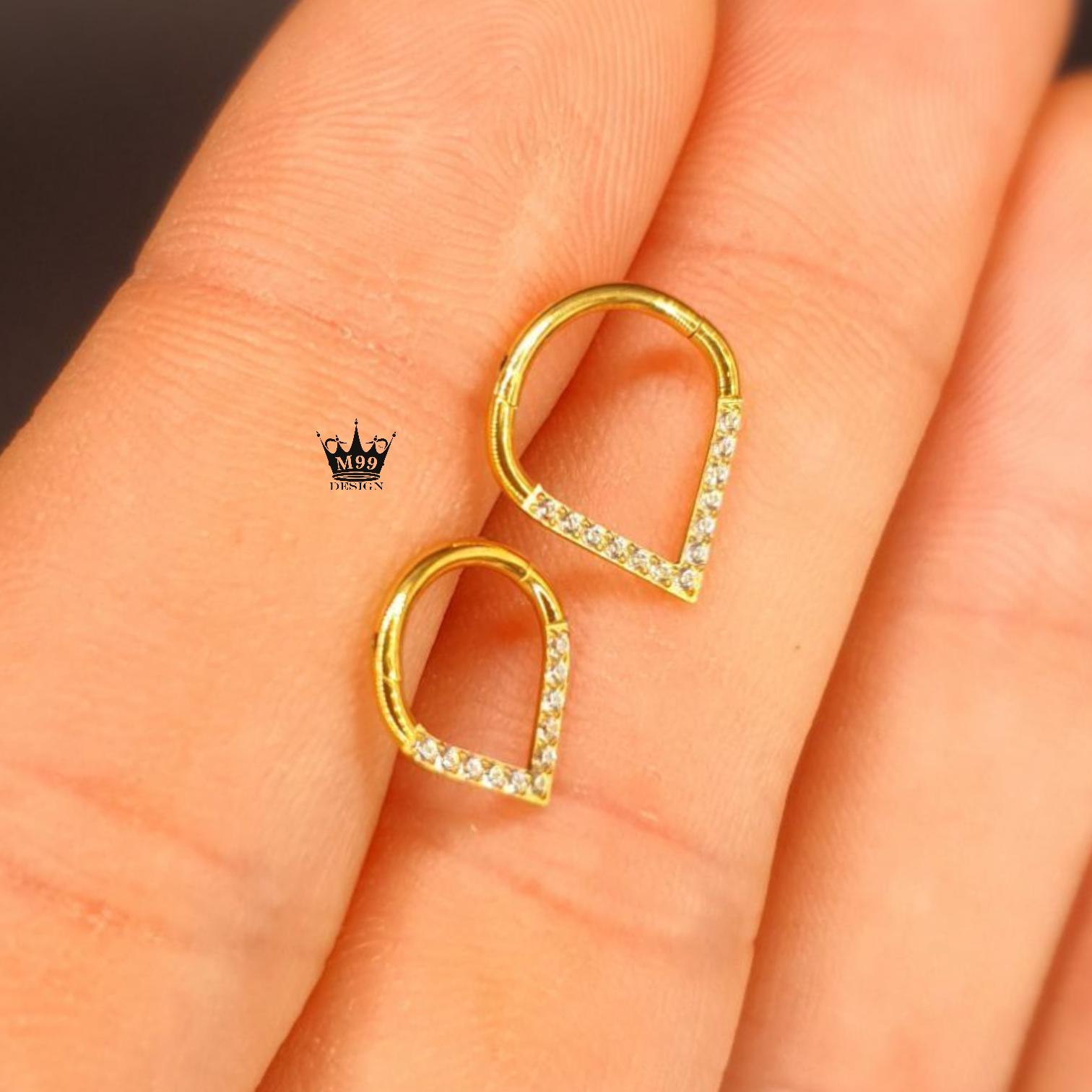 1pc LINEA SFERA Spianato Gemma Segmento A Cerniera Anello 16g - Foto 2