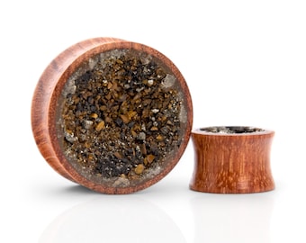 Tigers Eye Custom Plugs for stretched ears: Custom stone and wood gauges and tunnels