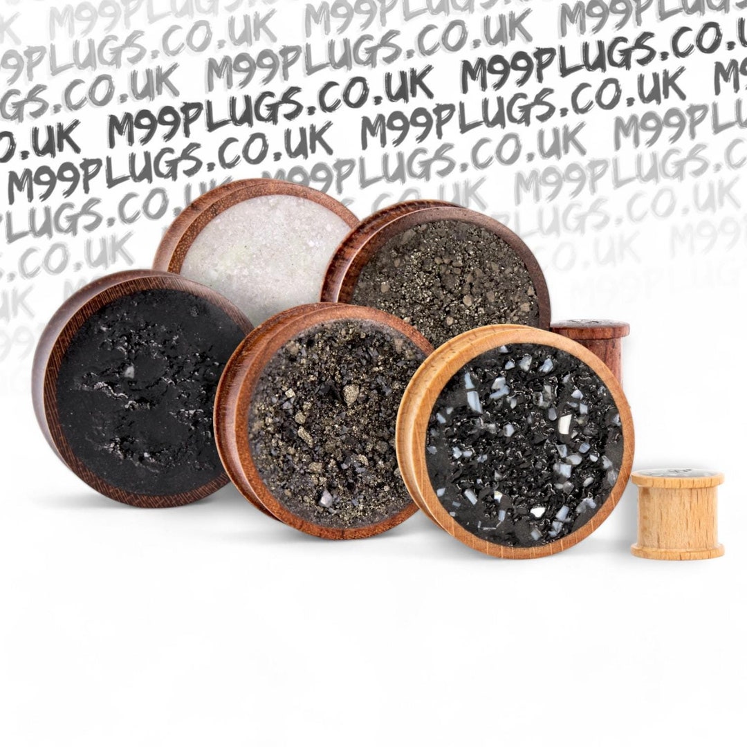 Custom Plug Set/ Custom Wood Gauges/ Black Stone Plugs/ Handmade Plug ...