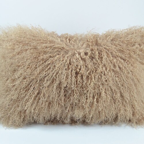 Tibetan Lamb Fur Pillow Cover Mongolian Lamb Fur Pillow Dark Etsy