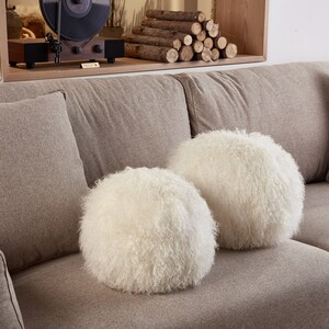 Mongolian/Tibetan Lamb Fur Ball Pillow -  Many Colors