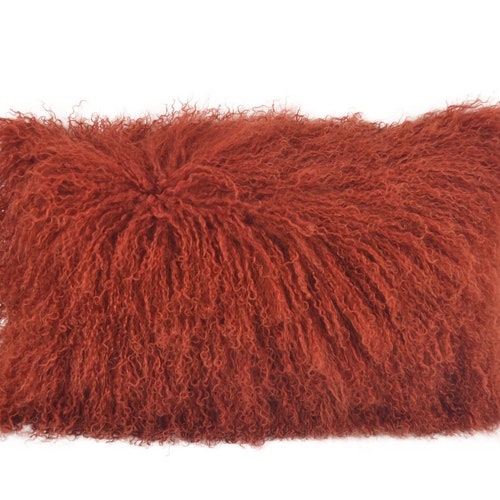 Tibetan Lamb Fur Pillow Cover Mongolian Lamb Fur Pillow Dark Etsy