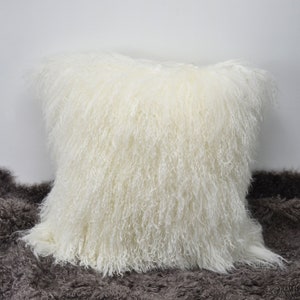 Mongolian Sheepskin 18x18 Throw Pillow tibetan Lamb Fur choose Your Insert Etsy