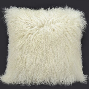 22X22 Mega White Channeled Faux Fur Throw Pillow