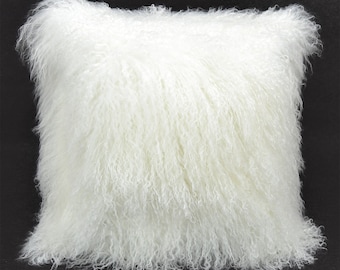 Grey 18 x 18 Befurs 100/% Real Tibetan Mongolian Lamb Fur Pillow Cover