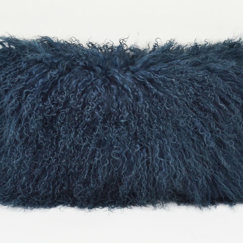 Tibetan Lamb Fur Pillow Cover Mongolian Lamb Fur Pillow Dark Etsy