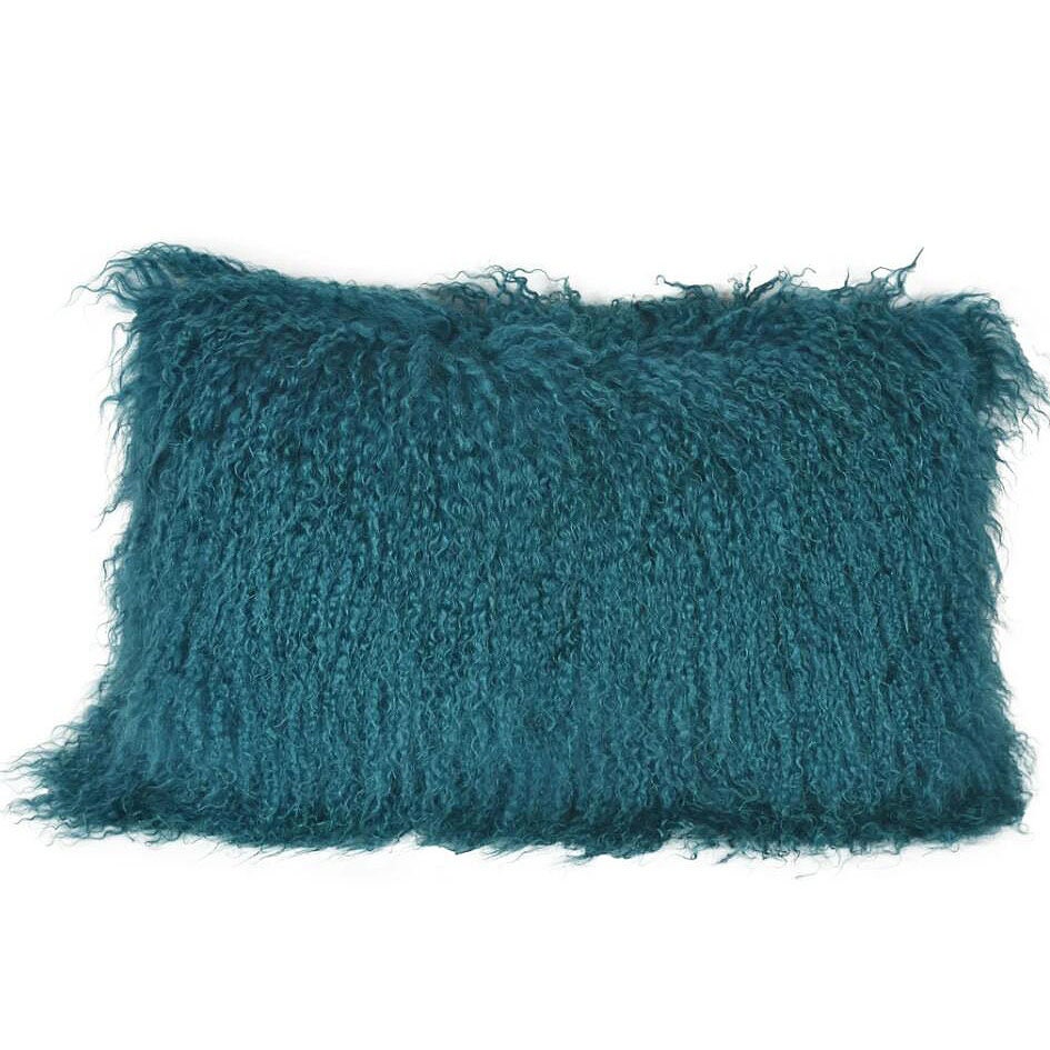 Tibetan Lamb Fur Pillow Cover Mongolian Lamb Fur Pillow Teal 12x 20 30cm X 50cm Etsy