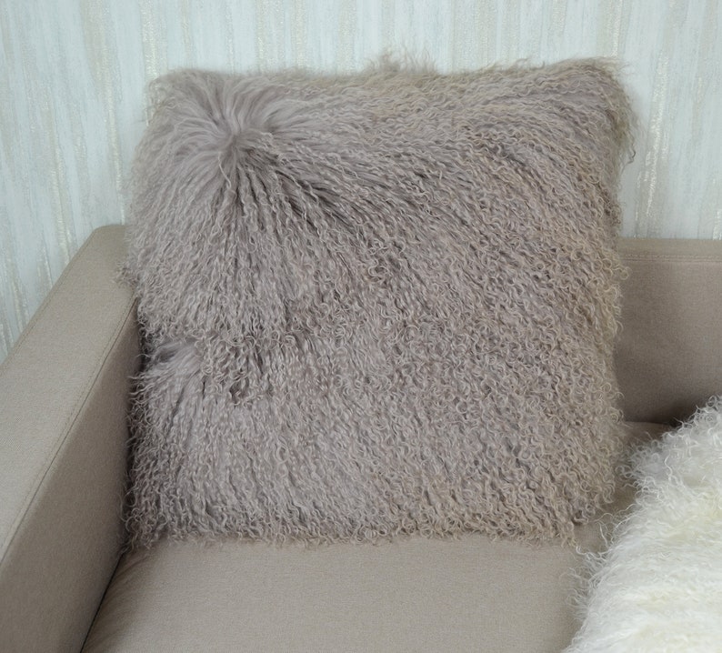 Tibetan Lamb Fur Pillow Cover Mongolian Sheepskin Pillow Etsy