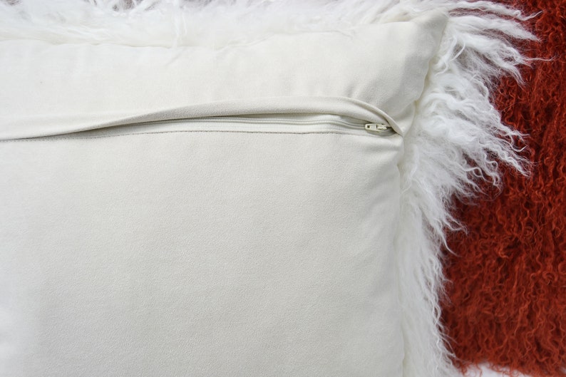 20x 20 Tibetan lamb fur pillow Cover Mongolian sheepskin pillow cushion Natural White 20x 20 50cm x 50cm image 6