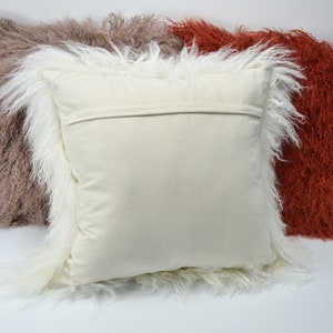 20x 20 Tibetan lamb fur pillow Cover Mongolian sheepskin pillow cushion Natural White 20x 20 50cm x 50cm image 5