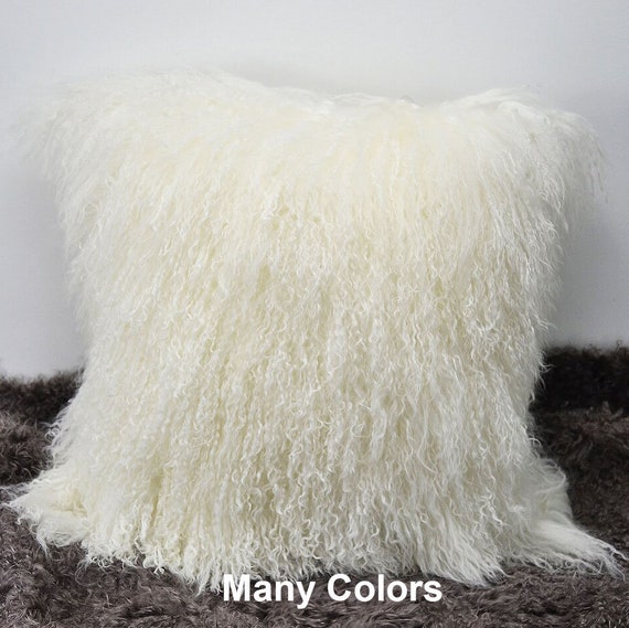 Oversize Tibetan Lamb Fur Pillow Cover Mongolian Sheepskin Pillow Cushion Natural White 26x 2665cm X 65cm Etsy
