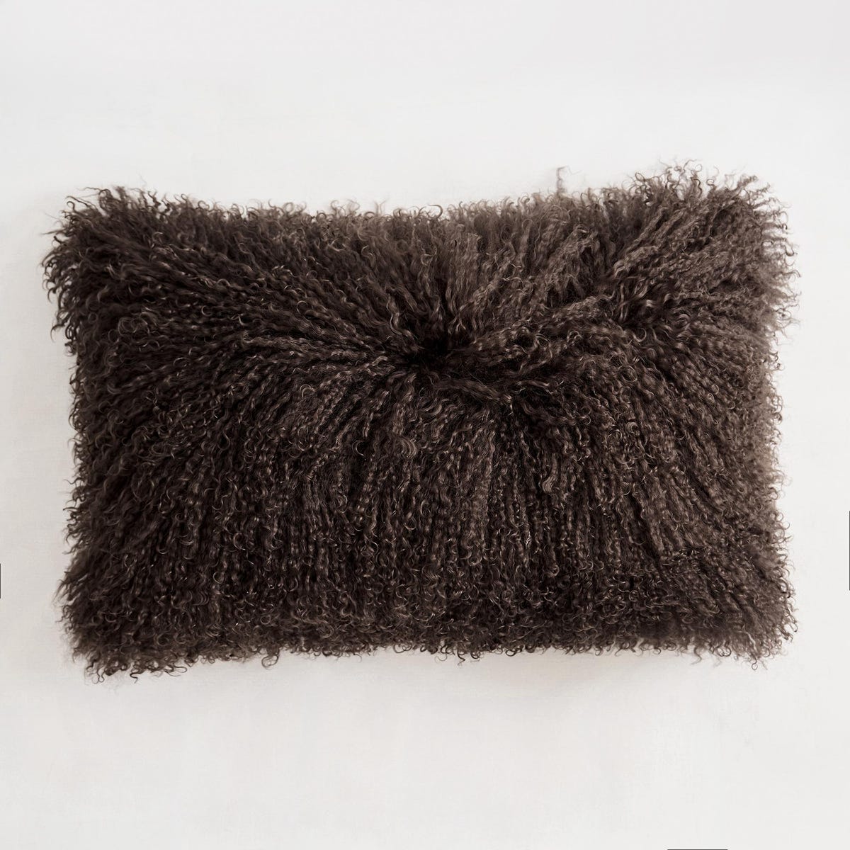 Dark Brown Mongolian Lamb Fur Pillow Cover (12” x 20”)