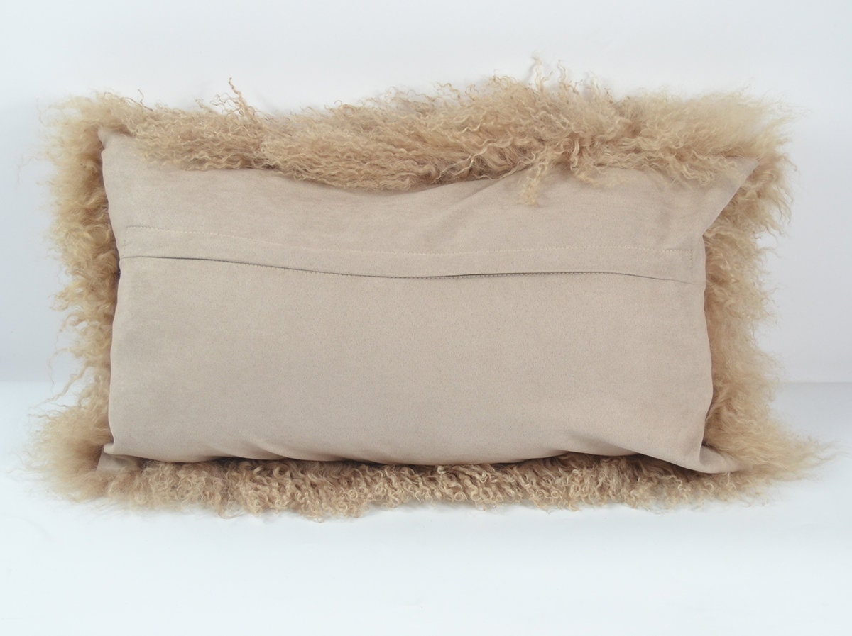 Tibetan Lamb Fur Pillow Cover Mongolian Lamb Fur Pillow Dark Etsy