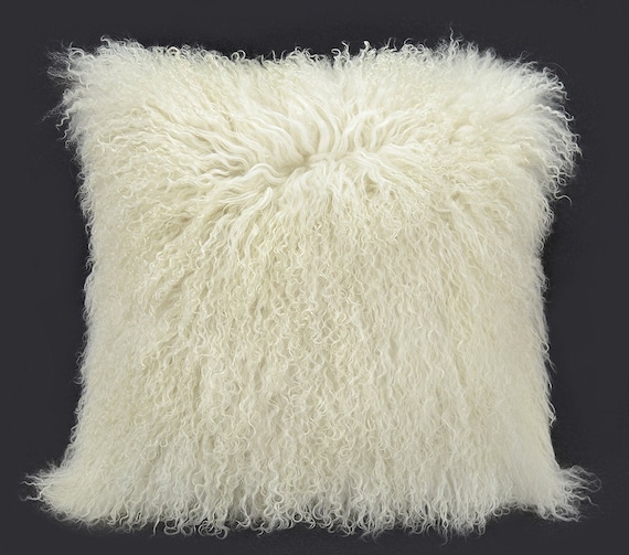 22x 22 Tibetan Lamb Fur Pillow Cover Mongolian Sheepskin Pillow Cushion Beige Cream 22x 2255cmx55cm Etsy
