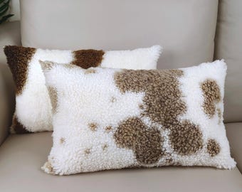 Spotted Lamb Fur Pillow Cover: Genuine Shearling Cushion Case