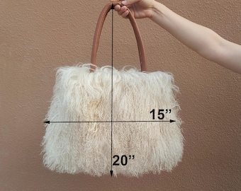 Real Mongolian Lamb Fur Handbag – Double-sided Luxe Fur With