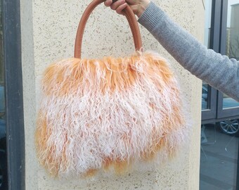Real Mongolian Lamb Fur Handbag – Double-sided Luxe Fur With